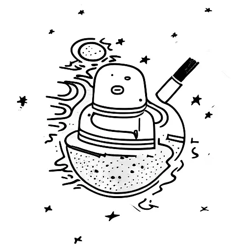 man on the moon smoking a cigarette tattoo design idea
