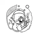 man on the moon smoking a cigarette tattoo design idea