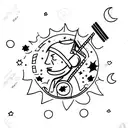 man on the moon smoking a cigarette tattoo design idea