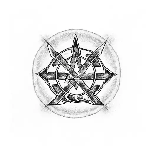 Anarchy Symbol in fire tattoo design idea
