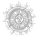 A minimalist tattoo of a sun and moon connected by a string, representing the everlasting friendship between you and your best friend. tattoo design idea