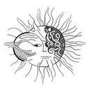 A minimalist tattoo of a sun and moon connected by a string, representing the everlasting friendship between you and your best friend. tattoo design idea