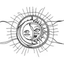 A minimalist tattoo of a sun and moon connected by a string, representing the everlasting friendship between you and your best friend. tattoo design idea