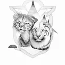 A memorial tattoo combining the images of your lost grandparents and uncle with their favorite animals and a serene nature backdrop tattoo design idea