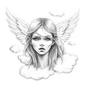 Real Angel With Clouds  tattoo design idea