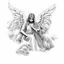 Real Angel With Clouds  tattoo design idea