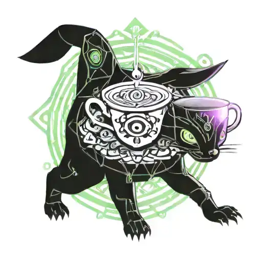 Shiny Umbreon drinking tea from a Sinistea. tattoo design idea