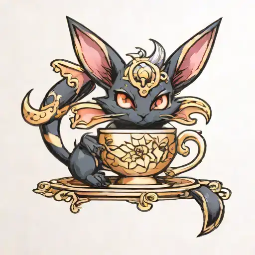 Shiny Umbreon drinking tea from a Sinistea. tattoo design idea