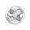 ying yang, surround evenly by roots tattoo design idea