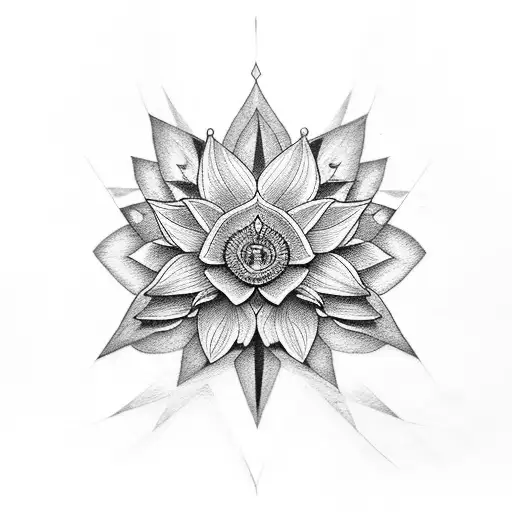 pearl without shell blue lotus  tattoo design idea