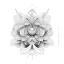 pearl without shell blue lotus  tattoo design idea
