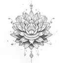 pearl without shell blue lotus  tattoo design idea