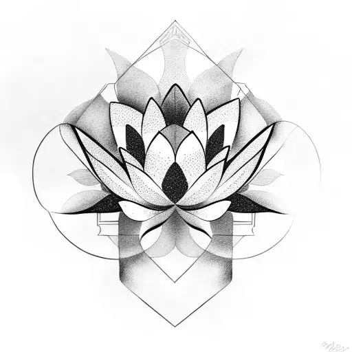 Lotus Flower Cubism tattoo design idea