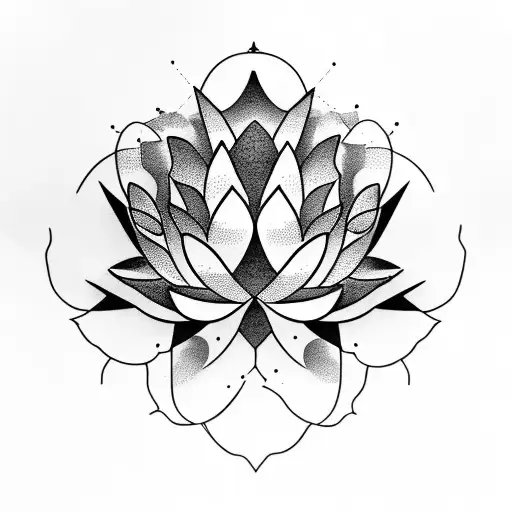Lotus Flower Cubism tattoo design idea
