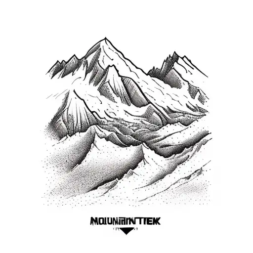 Mountainscape with Coronet Peak in foreground and Mont Blanc in background. Same style for each mountain. tattoo design idea