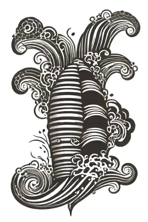 beehive with waves crashing tattoo design idea