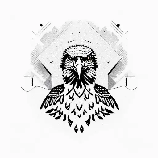 Eagle surrounded with Palestinian traditional embroidery tattoo design idea
