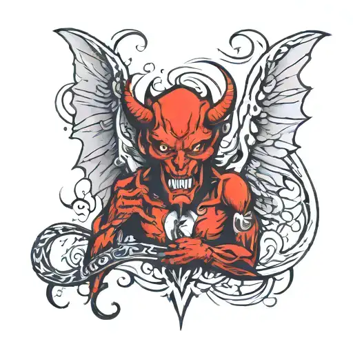 devil with wings  tattoo design idea