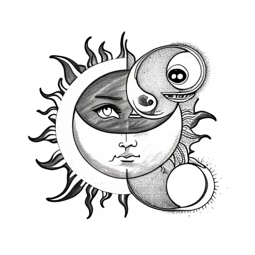 Sun and Moon tattoo design idea