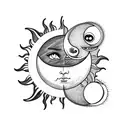 Sun and Moon tattoo design idea