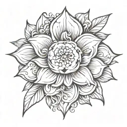 flor de lotto flower tattoo design idea