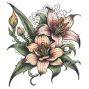 spiderlily flower with a rose and stargazer lily tattoo design idea