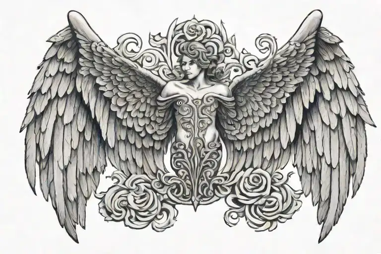 angel wings spread wide tattoo design idea
