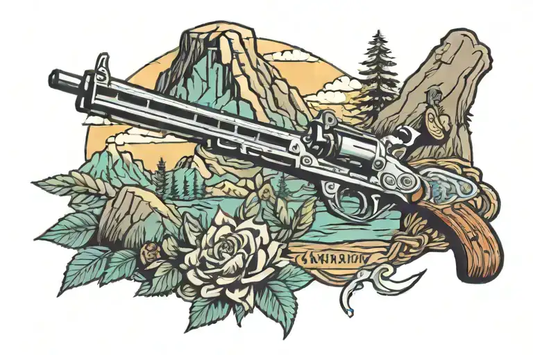 mountains Arizona gun rights plumber tattoo design idea