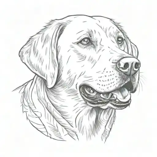 labrador retriever panting tattoo design idea