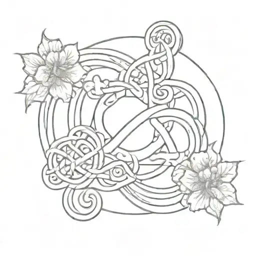 Chinese symbol of strength, infinity symbol and luck clove tattoo design idea