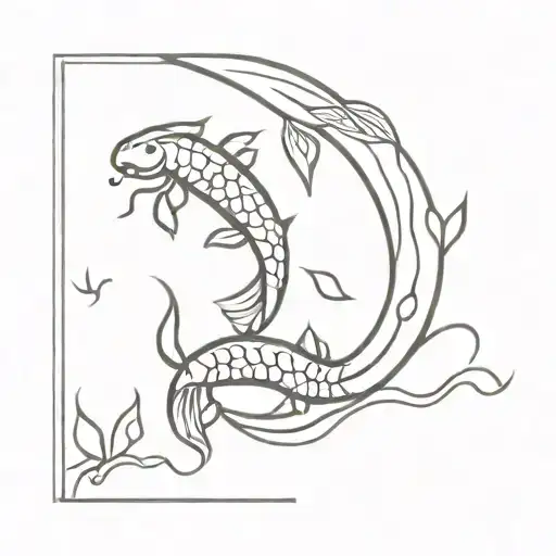 A scale with a scorpion on one side and a koi fish on the other  tattoo design idea