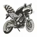 A motorcycle with desert storm camouflage patterns and racoon symbols tattoo design idea