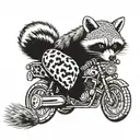 A motorcycle with desert storm camouflage patterns and racoon symbols tattoo design idea