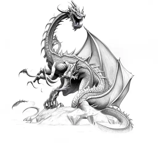 massive Abyssal Dragon tattoo design idea