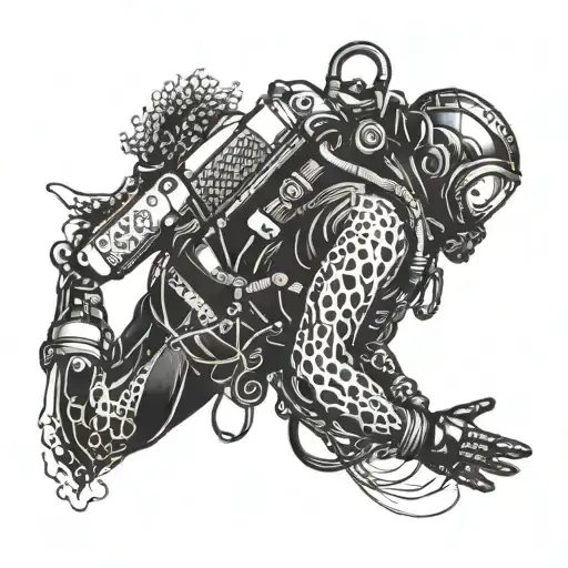Scuba Diver swimming alongside tattoo design idea