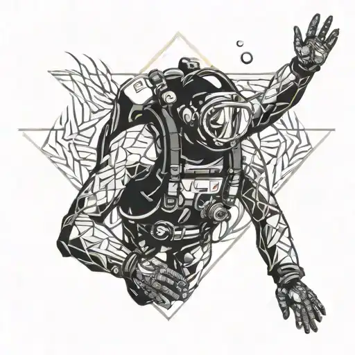 scuba Diver tries to reach tattoo design idea