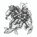 Scuba Divers swimming alongside each other tattoo design idea