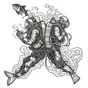 Scuba Divers swimming alongside each other tattoo design idea