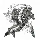 Scuba Divers swimming alongside each other tattoo design idea