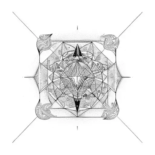 natal chart with Pangea and life Mu ghetto logo tattoo design idea