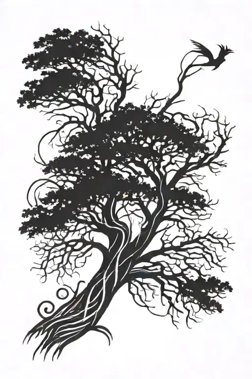 Dead tree full arm tribal tattoo tattoo design idea