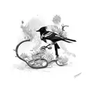 magpie tattoo design idea