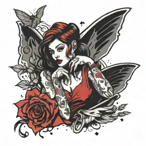 grunge red pretty woman tattoo design idea