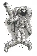 supernova blown and astronaut floating tattoo design idea