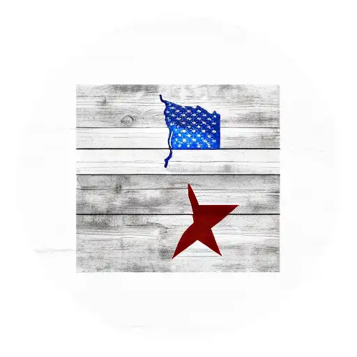 A new-school design of a Texas-shaped American flag with a silhouette of a military dog in the center tattoo design idea