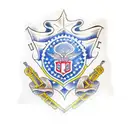 A traditional style tattoo of crossed rifles with a banner that reads 'United States Air Force' surrounded by patriotic elements tattoo design idea