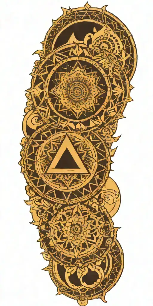 A mandala-inspired design featuring hidden Illuminati symbols within its intricate patterns tattoo design idea