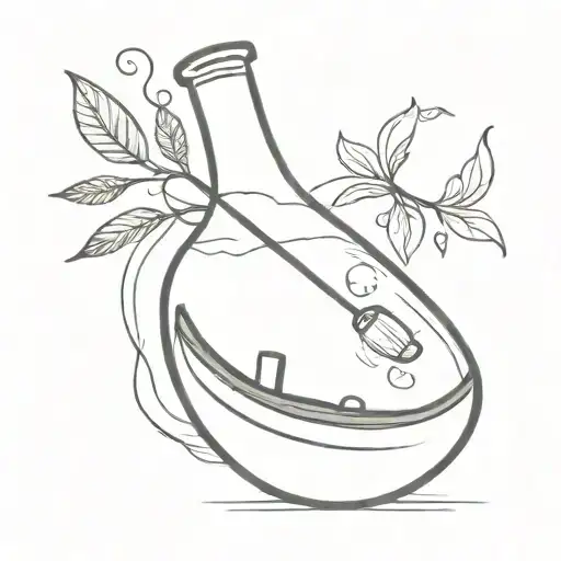 potion bottle with canoe inside tattoo design idea
