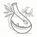 potion bottle with canoe inside tattoo design idea