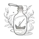 potion bottle with canoe inside tattoo design idea